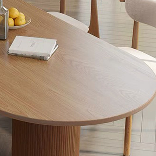 Mesa de madera maciza simple moderna para mesa ovalada de restaurante con tres pedestal
