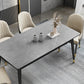 Sintered Stone Top Dining Table Simplicity Rectangle Table with 4 Iron Legs