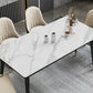 Sintered Stone Top Dining Table Simplicity Rectangle Table with 4 Iron Legs