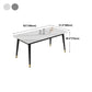 Sintered Stone Top Dining Table Simplicity Rectangle Table with 4 Iron Legs