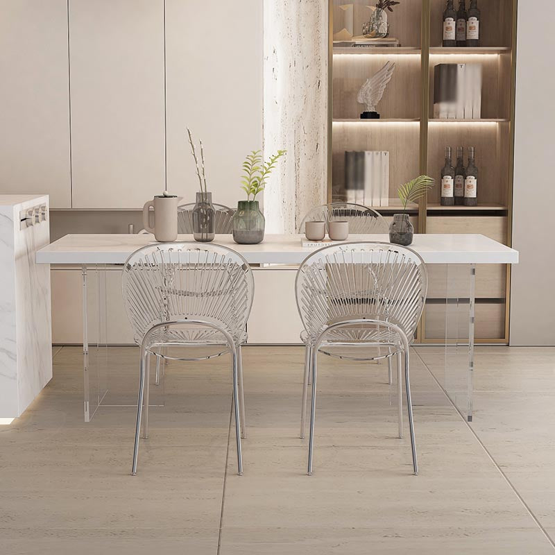 Moderne acryl -eetkamer keukentafel rechthoek witte dubbele voetstuktafel