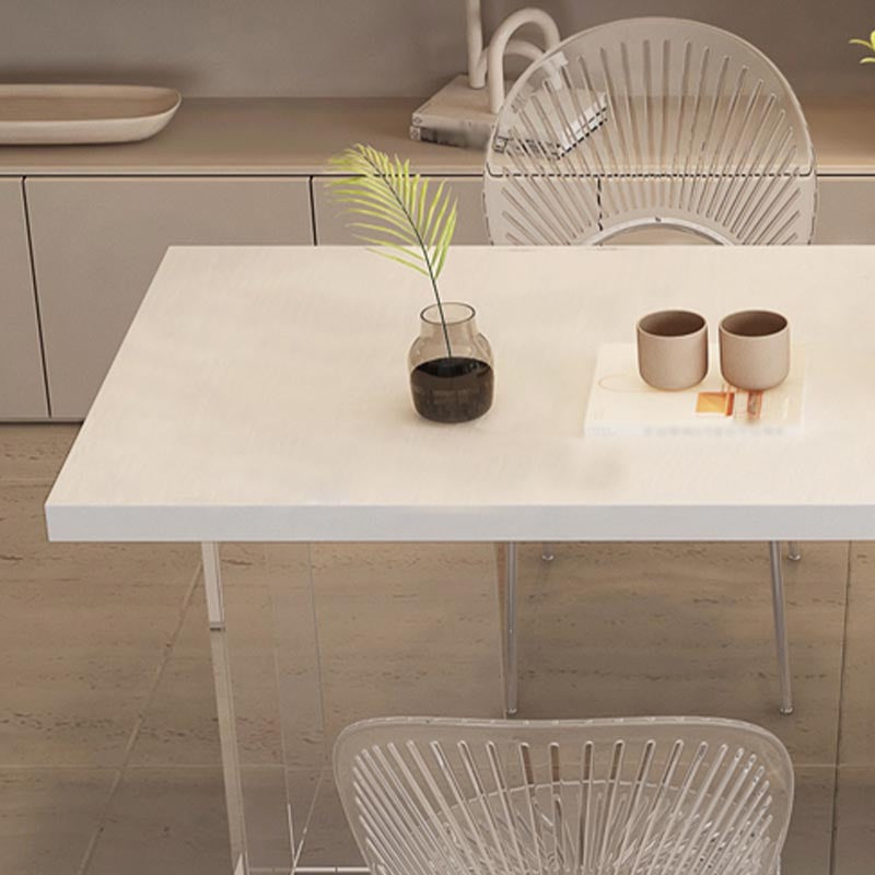 Moderne acryl -eetkamer keukentafel rechthoek witte dubbele voetstuktafel