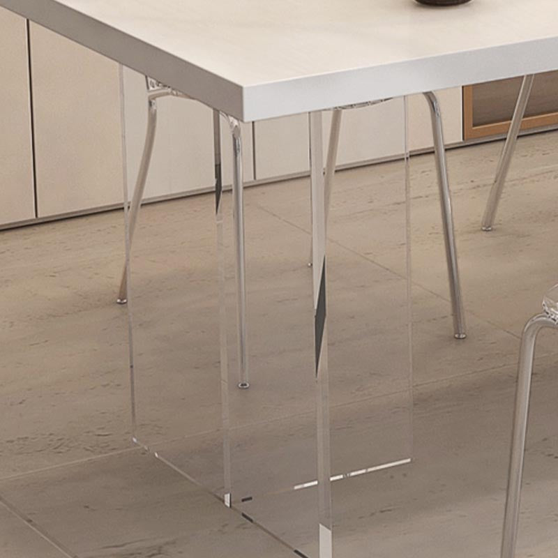 Moderne acryl -eetkamer keukentafel rechthoek witte dubbele voetstuktafel