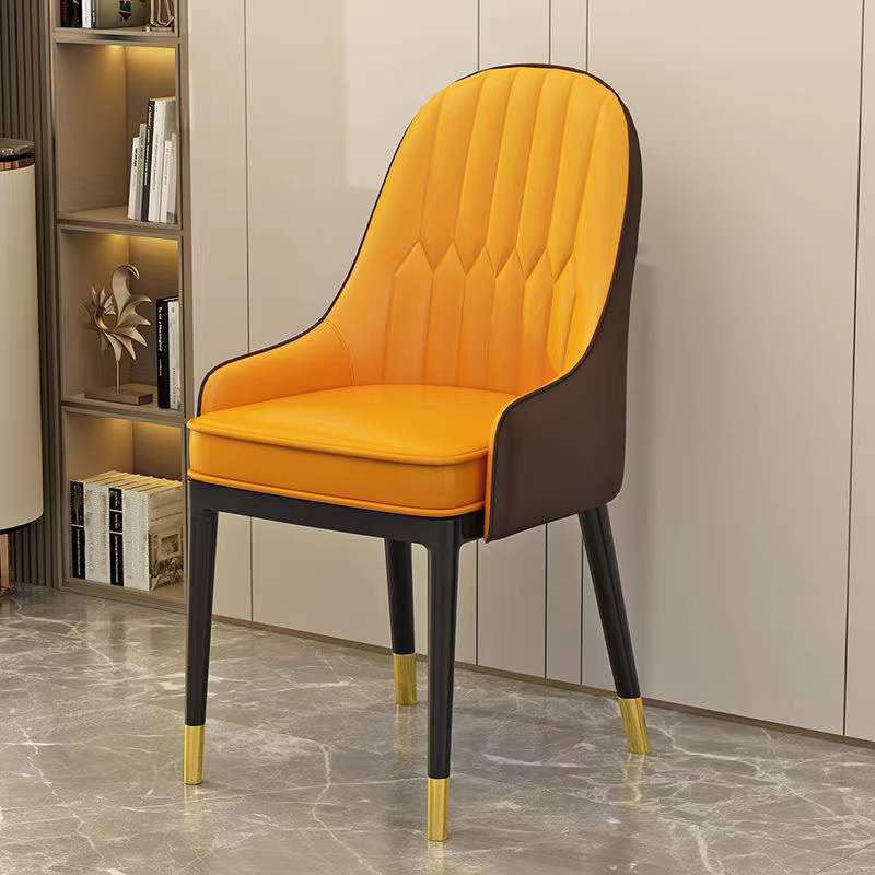 Glam Faux Leather Dining Chairs Metal Arm Dining Room Chairs for Restaurant Use Clearhalo 'Dining Chairs' 'Dining Tables & Seating' 'dining_chair' 'furn' 'furn_dining_chair' 'Furniture' 'Kitchen & Dining Furniture' 5241712