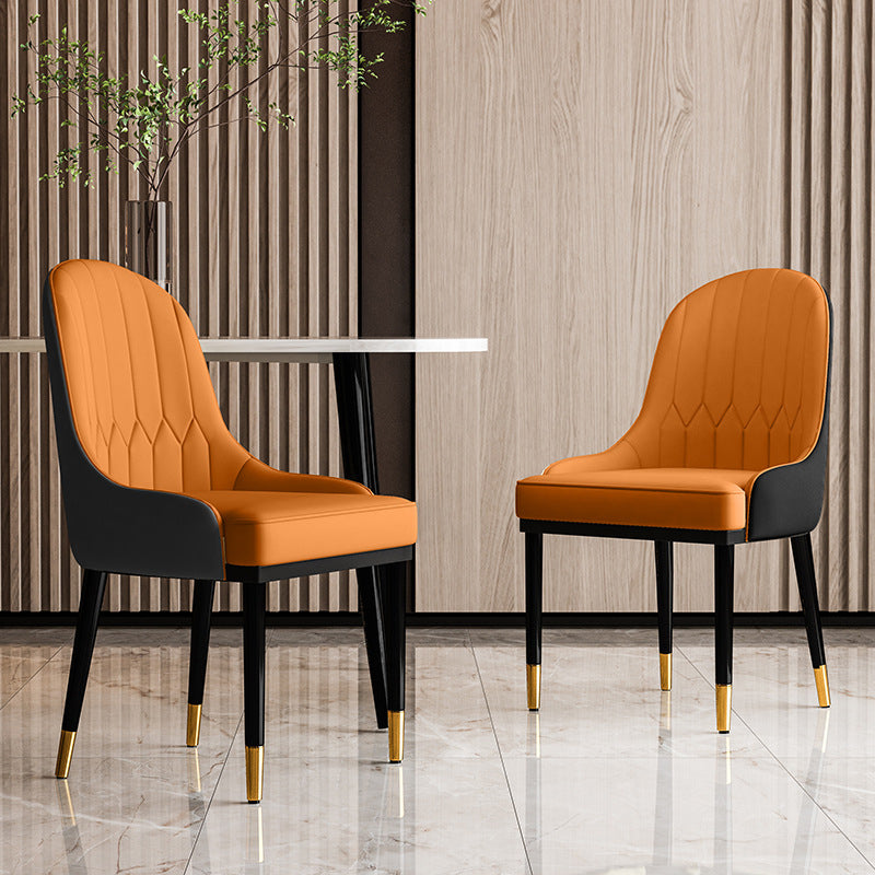 Glam Faux Leather Dining Chairs Metal Arm Dining Room Chairs for Restaurant Use Clearhalo 'Dining Chairs' 'Dining Tables & Seating' 'dining_chair' 'furn' 'furn_dining_chair' 'Furniture' 'Kitchen & Dining Furniture' 5241714