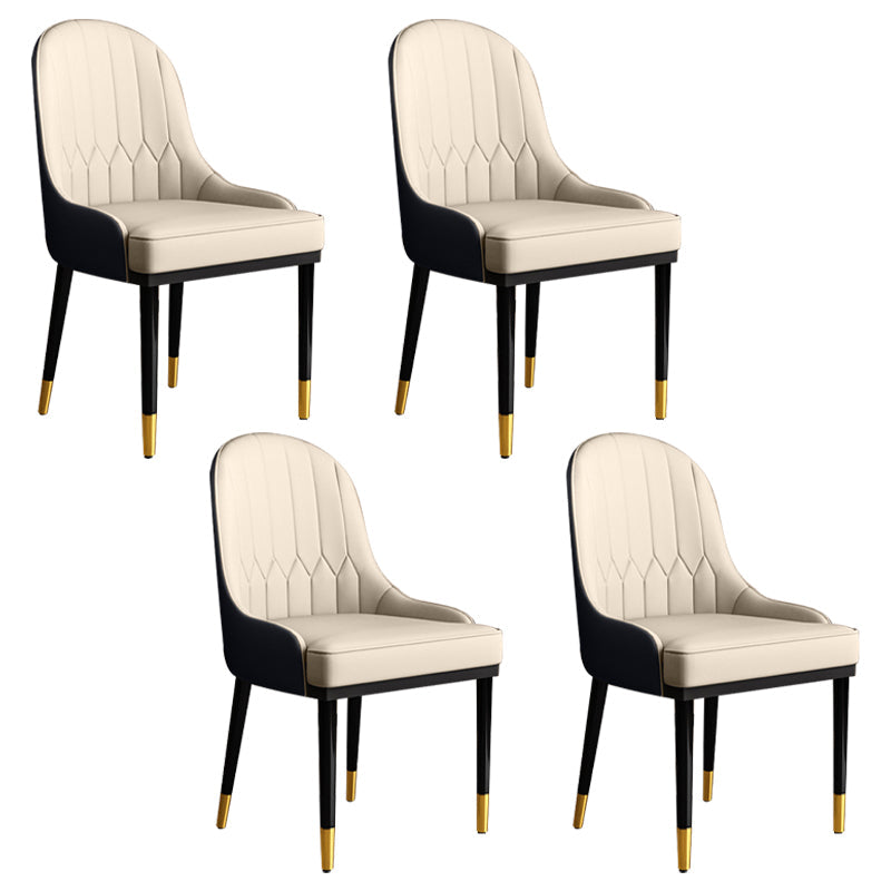 Glam Faux Leather Dining Chairs Metal Arm Dining Room Chairs for Restaurant Use Cream Gray 4 Piece Set Clearhalo 'Dining Chairs' 'Dining Tables & Seating' 'dining_chair' 'furn' 'furn_dining_chair' 'Furniture' 'Kitchen & Dining Furniture' 5241715