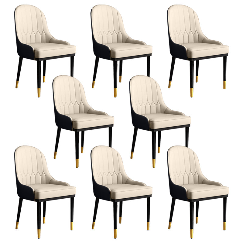Glam Faux Leather Dining Chairs Metal Arm Dining Room Chairs for Restaurant Use Cream Gray 8 Piece Set Clearhalo 'Dining Chairs' 'Dining Tables & Seating' 'dining_chair' 'furn' 'furn_dining_chair' 'Furniture' 'Kitchen & Dining Furniture' 5241720