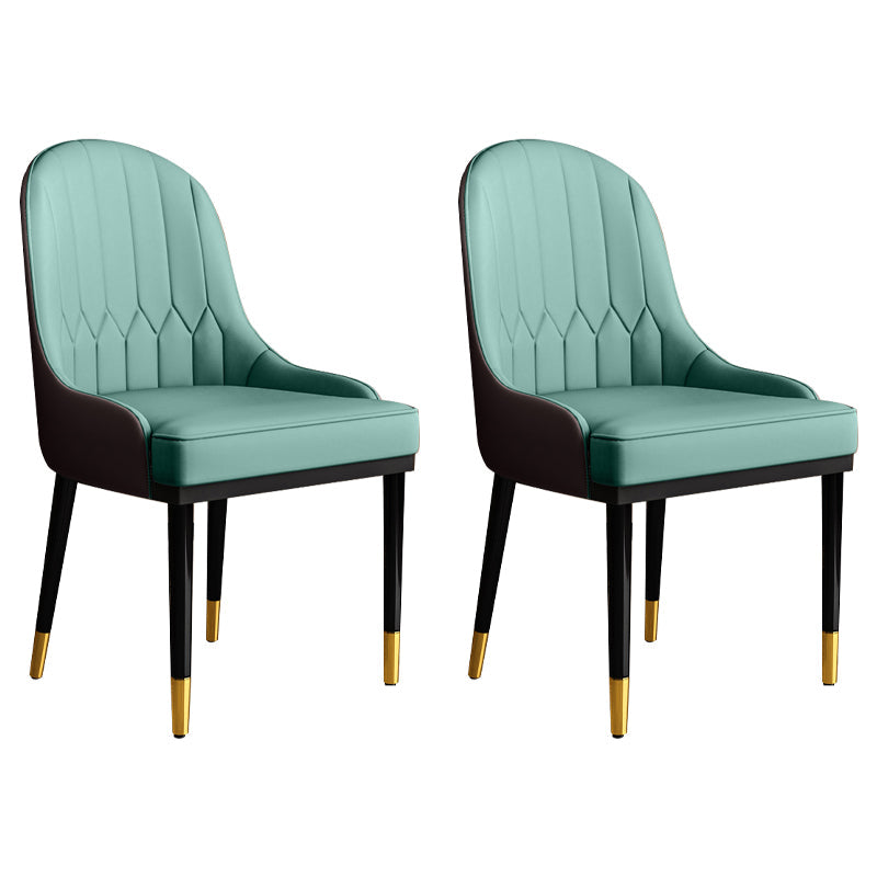 Glam Faux Leather Dining Chairs Metal Arm Dining Room Chairs for Restaurant Use Blue Coffee 2 Piece Set Clearhalo 'Dining Chairs' 'Dining Tables & Seating' 'dining_chair' 'furn' 'furn_dining_chair' 'Furniture' 'Kitchen & Dining Furniture' 5241723