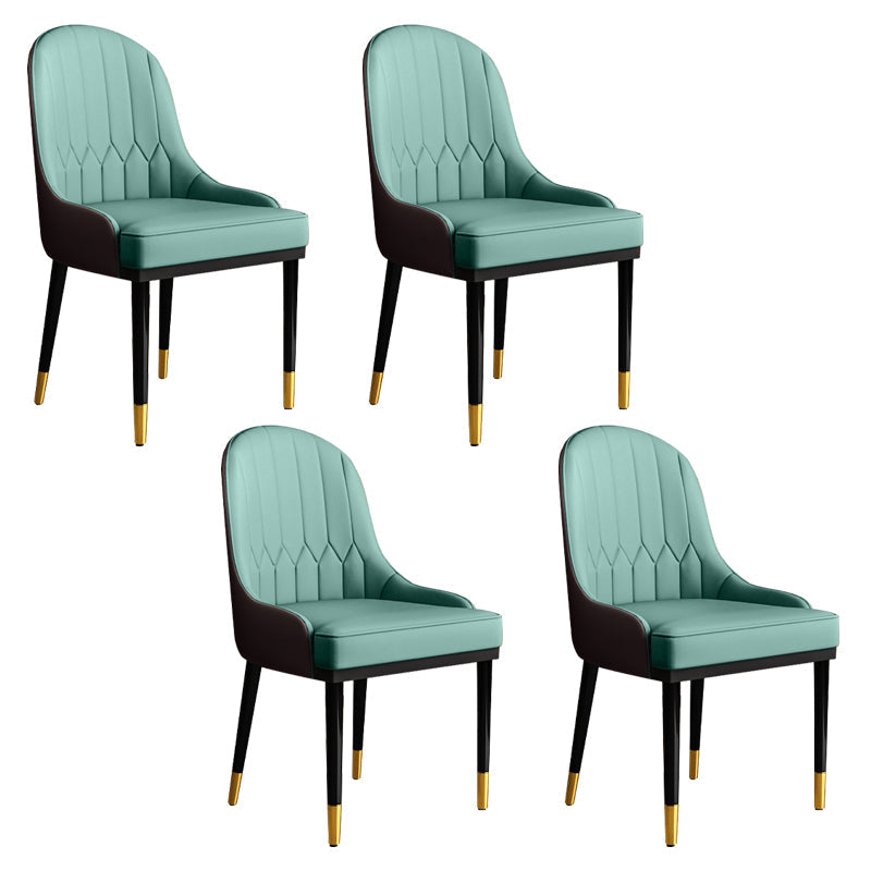 Glam Faux Leather Dining Chairs Metal Arm Dining Room Chairs for Restaurant Use Blue Coffee 4 Piece Set Clearhalo 'Dining Chairs' 'Dining Tables & Seating' 'dining_chair' 'furn' 'furn_dining_chair' 'Furniture' 'Kitchen & Dining Furniture' 5241725