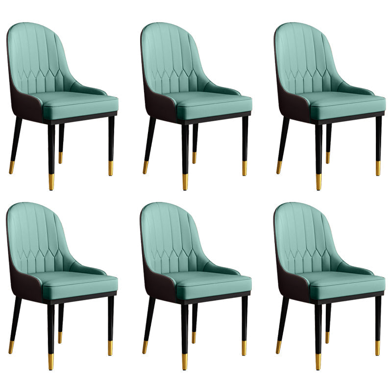 Glam Faux Leather Dining Chairs Metal Arm Dining Room Chairs for Restaurant Use Blue Coffee 6 Piece Set Clearhalo 'Dining Chairs' 'Dining Tables & Seating' 'dining_chair' 'furn' 'furn_dining_chair' 'Furniture' 'Kitchen & Dining Furniture' 5241727