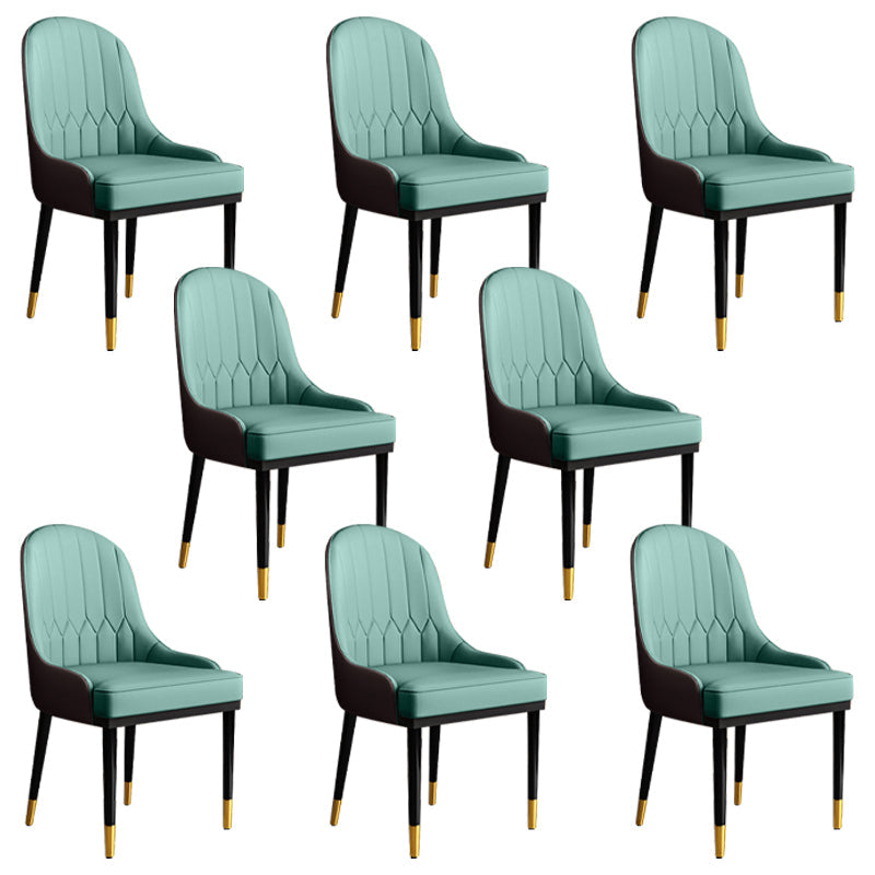 Glam Faux Leather Dining Chairs Metal Arm Dining Room Chairs for Restaurant Use Blue Coffee 8 Piece Set Clearhalo 'Dining Chairs' 'Dining Tables & Seating' 'dining_chair' 'furn' 'furn_dining_chair' 'Furniture' 'Kitchen & Dining Furniture' 5241728