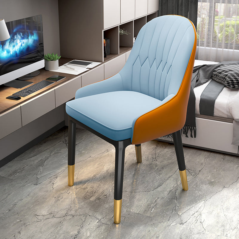 Glam Faux Leather Dining Chairs Metal Arm Dining Room Chairs for Restaurant Use Clearhalo 'Dining Chairs' 'Dining Tables & Seating' 'dining_chair' 'furn' 'furn_dining_chair' 'Furniture' 'Kitchen & Dining Furniture' 5241730