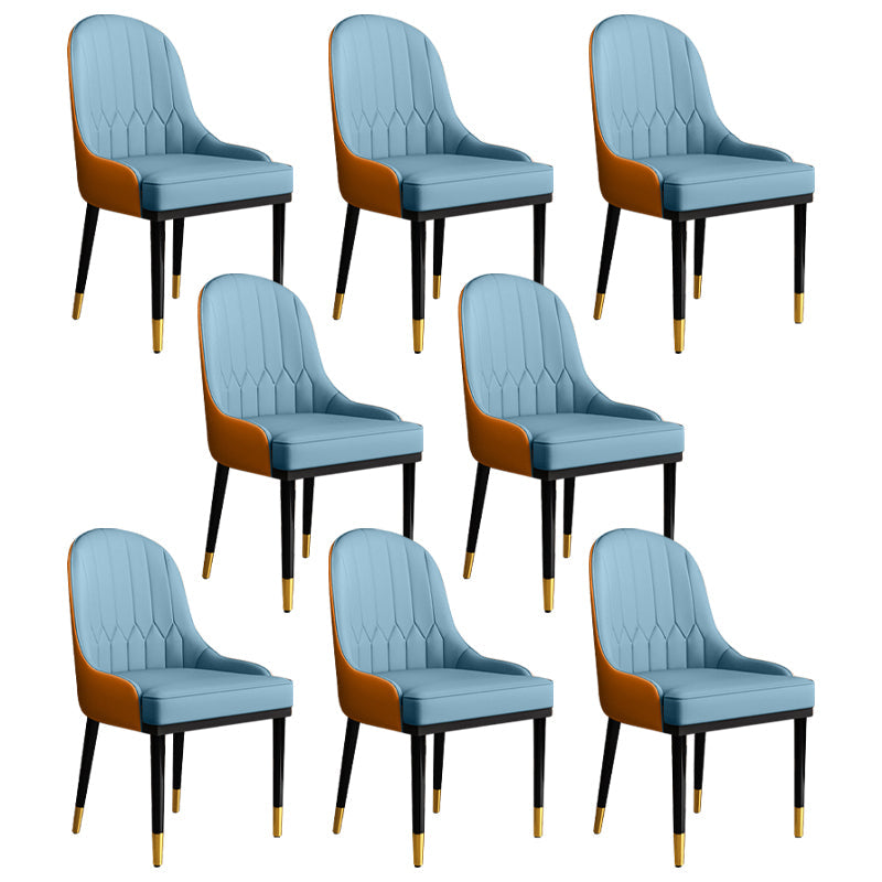 Glam Faux Leather Dining Chairs Metal Arm Dining Room Chairs for Restaurant Use Blue-Orange 8 Piece Set Clearhalo 'Dining Chairs' 'Dining Tables & Seating' 'dining_chair' 'furn' 'furn_dining_chair' 'Furniture' 'Kitchen & Dining Furniture' 5241735
