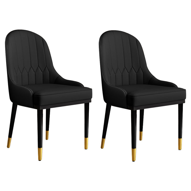 Glam Faux Leather Dining Chairs Metal Arm Dining Room Chairs for Restaurant Use Black 2 Piece Set Clearhalo 'Dining Chairs' 'Dining Tables & Seating' 'dining_chair' 'furn' 'furn_dining_chair' 'Furniture' 'Kitchen & Dining Furniture' 5241736