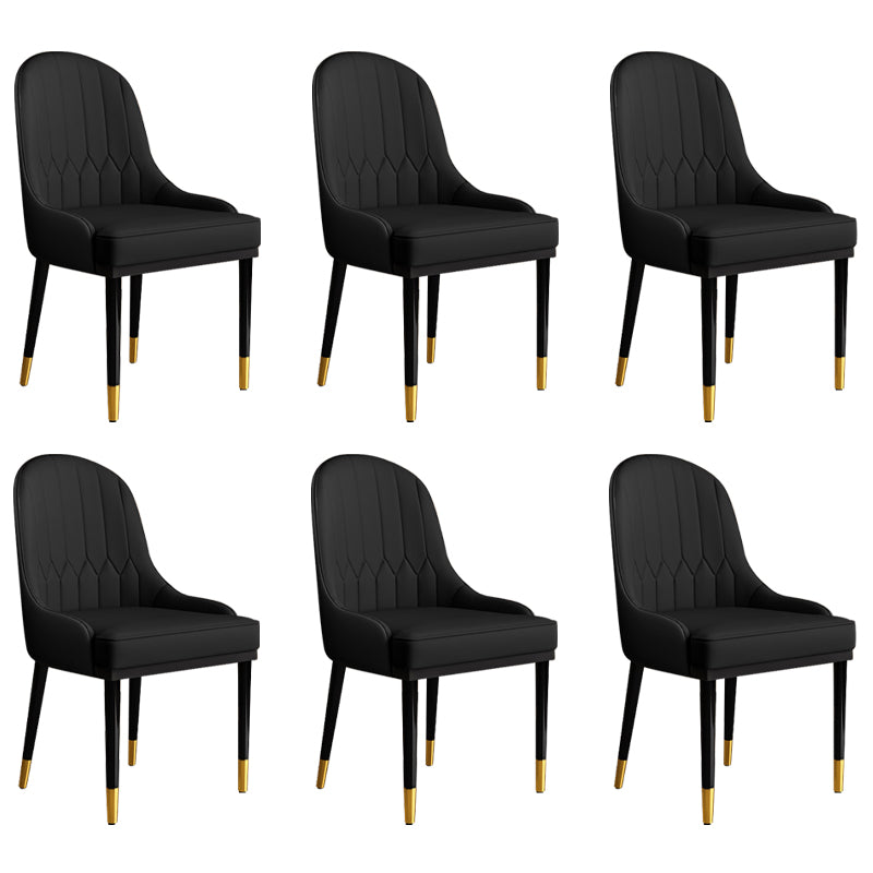 Glam Faux Leather Dining Chairs Metal Arm Dining Room Chairs for Restaurant Use Black 6 Piece Set Clearhalo 'Dining Chairs' 'Dining Tables & Seating' 'dining_chair' 'furn' 'furn_dining_chair' 'Furniture' 'Kitchen & Dining Furniture' 5241738
