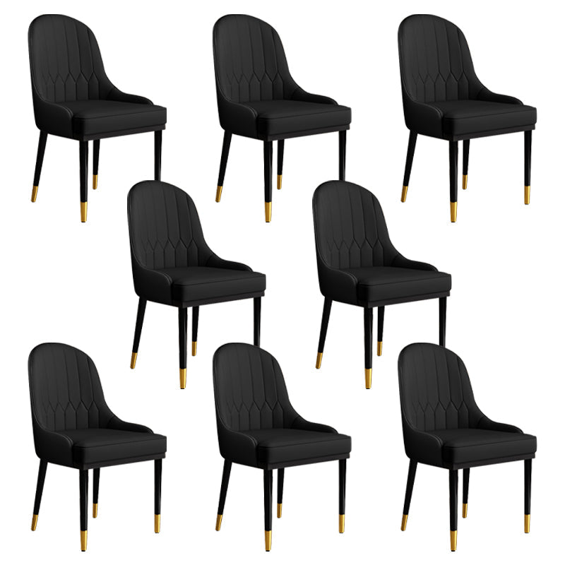 Glam Faux Leather Dining Chairs Metal Arm Dining Room Chairs for Restaurant Use Black 8 Piece Set Clearhalo 'Dining Chairs' 'Dining Tables & Seating' 'dining_chair' 'furn' 'furn_dining_chair' 'Furniture' 'Kitchen & Dining Furniture' 5241739