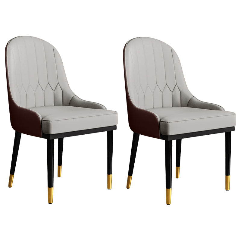 Glam Faux Leather Dining Chairs Metal Arm Dining Room Chairs for Restaurant Use Grey 2 Piece Set Clearhalo 'Dining Chairs' 'Dining Tables & Seating' 'dining_chair' 'furn' 'furn_dining_chair' 'Furniture' 'Kitchen & Dining Furniture' 5241740