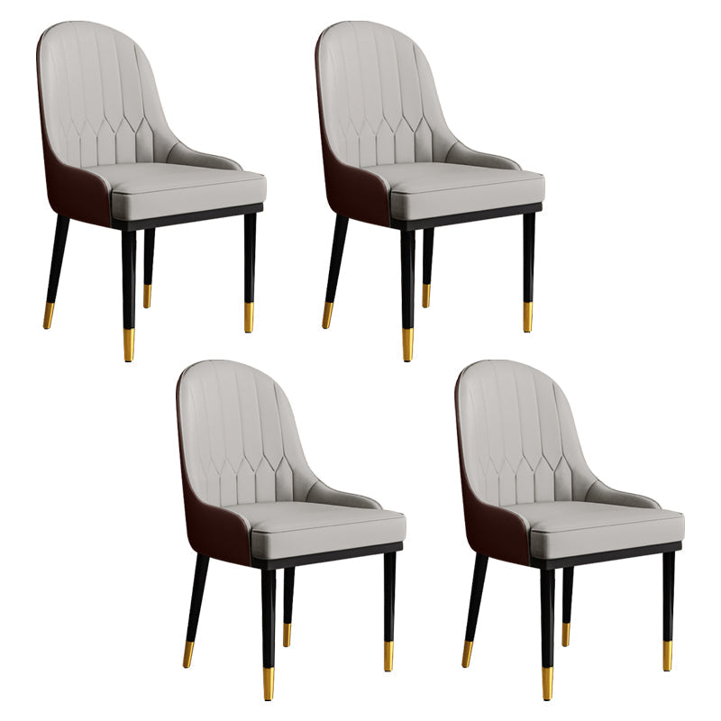 Glam Faux Leather Dining Chairs Metal Arm Dining Room Chairs for Restaurant Use Grey 4 Piece Set Clearhalo 'Dining Chairs' 'Dining Tables & Seating' 'dining_chair' 'furn' 'furn_dining_chair' 'Furniture' 'Kitchen & Dining Furniture' 5241741