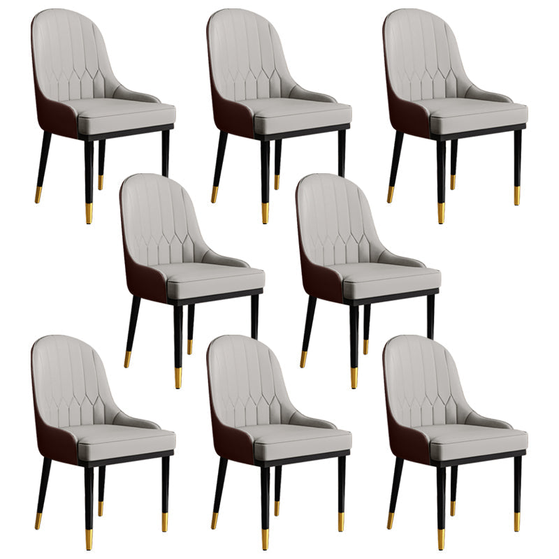 Glam Faux Leather Dining Chairs Metal Arm Dining Room Chairs for Restaurant Use Grey 8 Piece Set Clearhalo 'Dining Chairs' 'Dining Tables & Seating' 'dining_chair' 'furn' 'furn_dining_chair' 'Furniture' 'Kitchen & Dining Furniture' 5241743