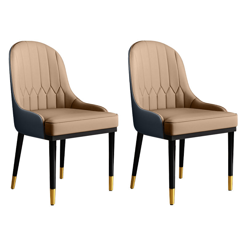 Glam Faux Leather Dining Chairs Metal Arm Dining Room Chairs for Restaurant Use Coffee 2 Piece Set Clearhalo 'Dining Chairs' 'Dining Tables & Seating' 'dining_chair' 'furn' 'furn_dining_chair' 'Furniture' 'Kitchen & Dining Furniture' 5241744