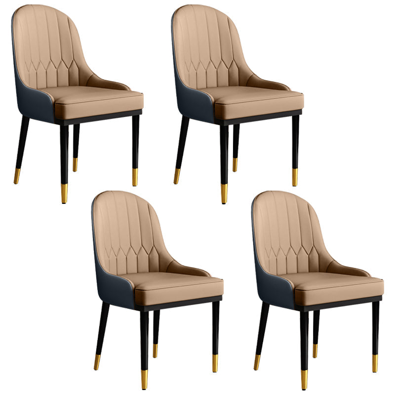 Glam Faux Leather Dining Chairs Metal Arm Dining Room Chairs for Restaurant Use Coffee 4 Piece Set Clearhalo 'Dining Chairs' 'Dining Tables & Seating' 'dining_chair' 'furn' 'furn_dining_chair' 'Furniture' 'Kitchen & Dining Furniture' 5241745