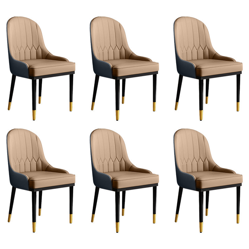 Glam Faux Leather Dining Chairs Metal Arm Dining Room Chairs for Restaurant Use Coffee 6 Piece Set Clearhalo 'Dining Chairs' 'Dining Tables & Seating' 'dining_chair' 'furn' 'furn_dining_chair' 'Furniture' 'Kitchen & Dining Furniture' 5241746