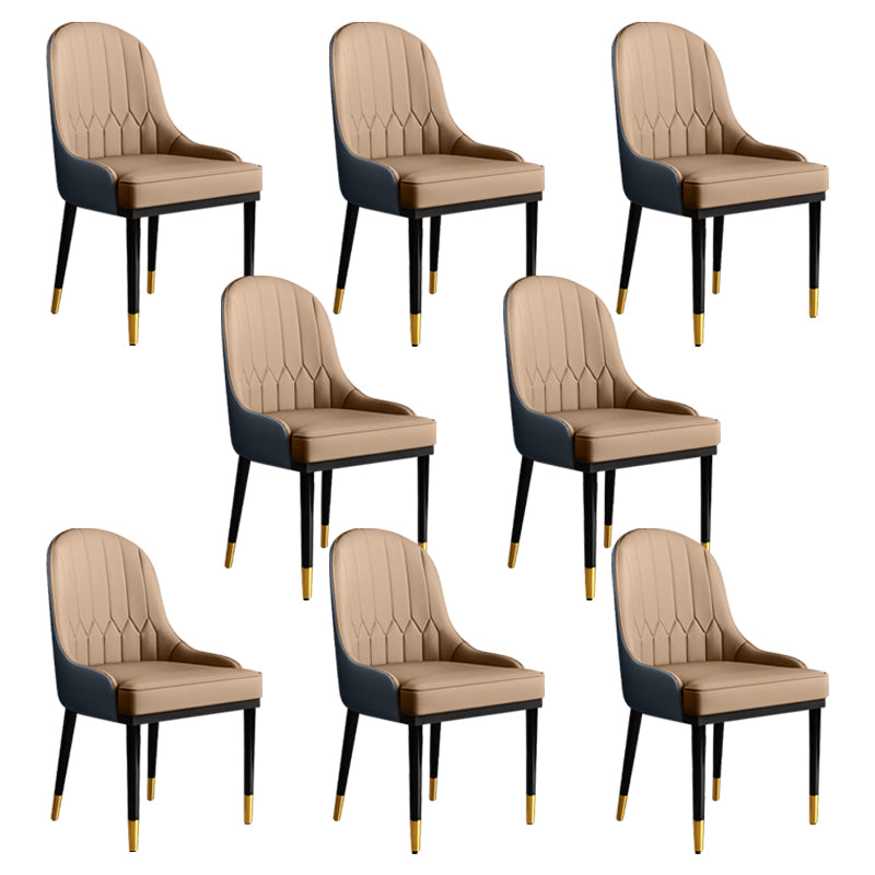 Glam Faux Leather Dining Chairs Metal Arm Dining Room Chairs for Restaurant Use Coffee 8 Piece Set Clearhalo 'Dining Chairs' 'Dining Tables & Seating' 'dining_chair' 'furn' 'furn_dining_chair' 'Furniture' 'Kitchen & Dining Furniture' 5241747