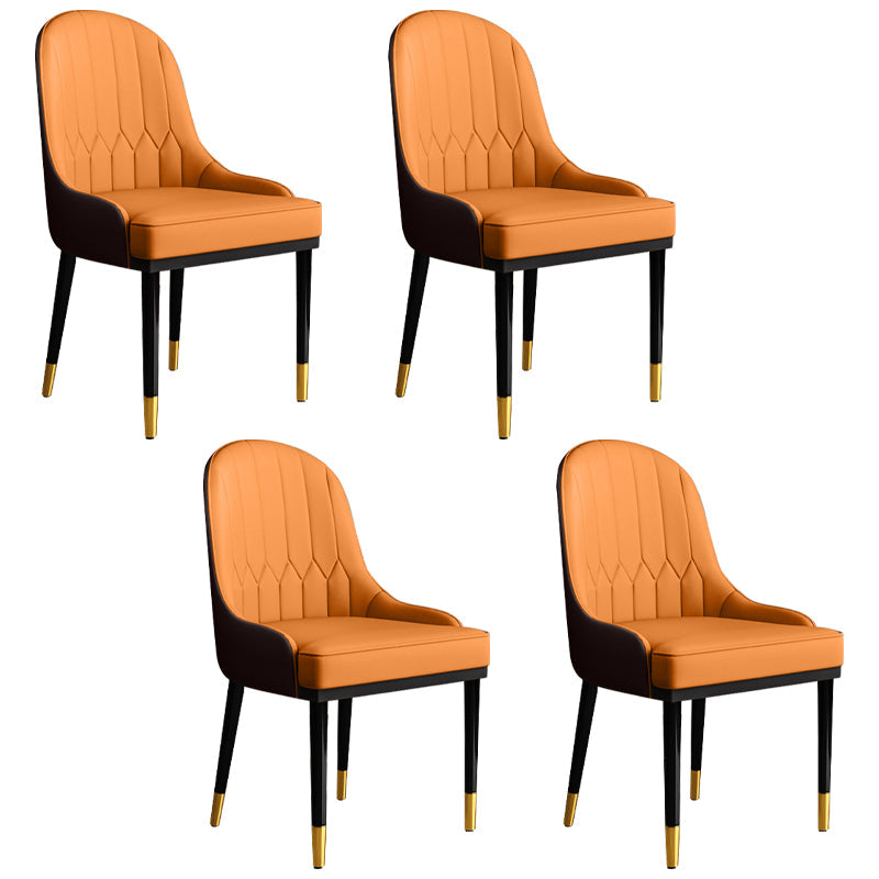 Glam Faux Leather Dining Chairs Metal Arm Dining Room Chairs for Restaurant Use Orange 4 Piece Set Clearhalo 'Dining Chairs' 'Dining Tables & Seating' 'dining_chair' 'furn' 'furn_dining_chair' 'Furniture' 'Kitchen & Dining Furniture' 5241753