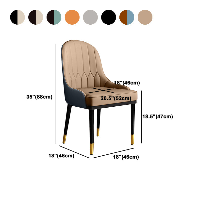 Glam Faux Leather Dining Chairs Metal Arm Dining Room Chairs for Restaurant Use Clearhalo 'Dining Chairs' 'Dining Tables & Seating' 'dining_chair' 'furn' 'furn_dining_chair' 'Furniture' 'Kitchen & Dining Furniture' 5241756