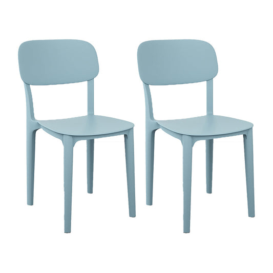 Scandinavian Stackable Home Side Chair Matte Finish Plastic Dining Chair Blue 2 Piece Set