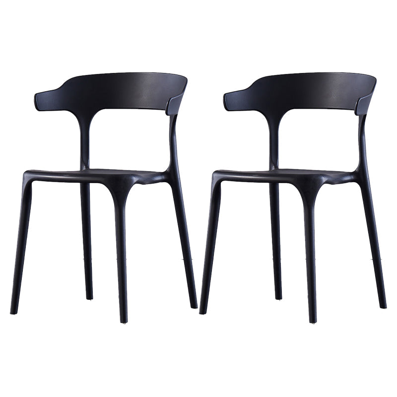 Scandinavian Home Stacking Arm Chair Matte Finish Plastic Dining Chair Black 2 Piece Set Clearhalo 'Dining Chairs' 'Dining Tables & Seating' 'dining_chair' 'furn' 'furn_dining_chair' 'Furniture' 'Kitchen & Dining Furniture' 5241966