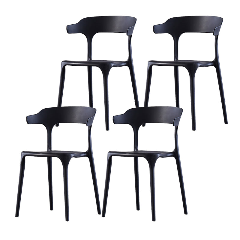 Scandinavian Home Stacking Arm Chair Matte Finish Plastic Dining Chair Black 4 Piece Set Clearhalo 'Dining Chairs' 'Dining Tables & Seating' 'dining_chair' 'furn' 'furn_dining_chair' 'Furniture' 'Kitchen & Dining Furniture' 5241967