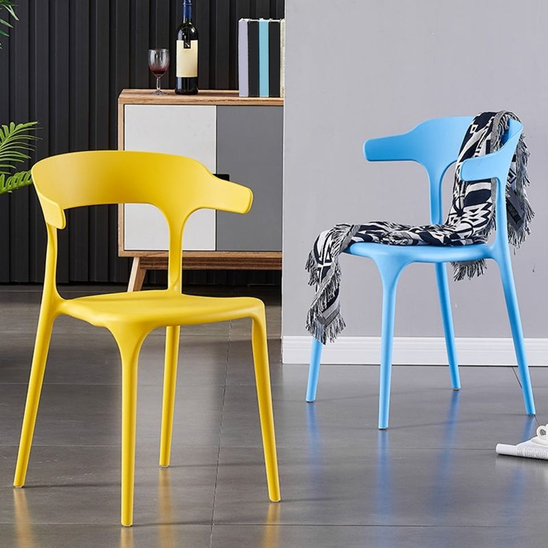 Scandinavian Home Stacking Arm Chair Matte Finish Plastic Dining Chair Clearhalo 'Dining Chairs' 'Dining Tables & Seating' 'dining_chair' 'furn' 'furn_dining_chair' 'Furniture' 'Kitchen & Dining Furniture' 5241968