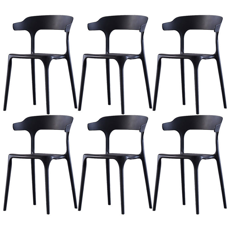Scandinavian Home Stacking Arm Chair Matte Finish Plastic Dining Chair Black 6 Piece Set Clearhalo 'Dining Chairs' 'Dining Tables & Seating' 'dining_chair' 'furn' 'furn_dining_chair' 'Furniture' 'Kitchen & Dining Furniture' 5241969