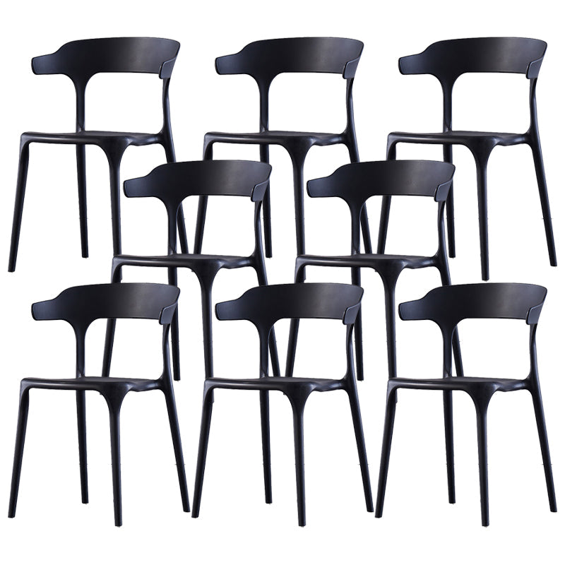 Scandinavian Home Stacking Arm Chair Matte Finish Plastic Dining Chair Black 8 Piece Set Clearhalo 'Dining Chairs' 'Dining Tables & Seating' 'dining_chair' 'furn' 'furn_dining_chair' 'Furniture' 'Kitchen & Dining Furniture' 5241972