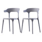 Scandinavian Home Stacking Arm Chair Matte Finish Plastic Dining Chair Grey 2 Piece Set Clearhalo 'Dining Chairs' 'Dining Tables & Seating' 'dining_chair' 'furn' 'furn_dining_chair' 'Furniture' 'Kitchen & Dining Furniture' 5241973