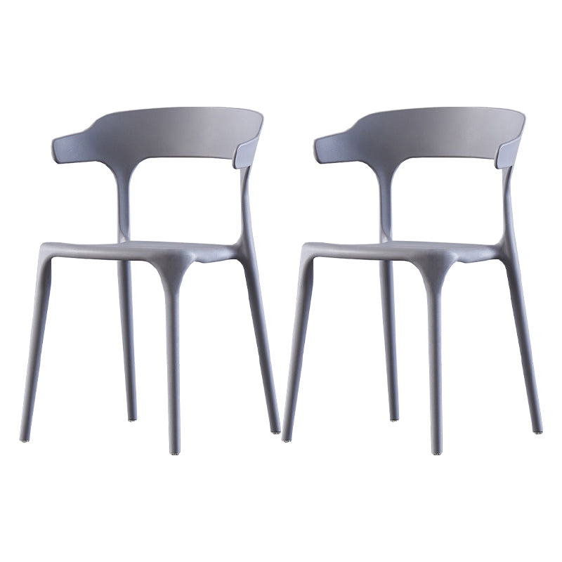 Scandinavian Home Stacking Arm Chair Matte Finish Plastic Dining Chair Grey 2 Piece Set Clearhalo 'Dining Chairs' 'Dining Tables & Seating' 'dining_chair' 'furn' 'furn_dining_chair' 'Furniture' 'Kitchen & Dining Furniture' 5241973