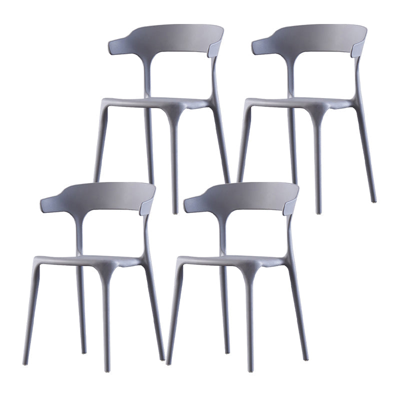 Scandinavian Home Stacking Arm Chair Matte Finish Plastic Dining Chair Grey 4 Piece Set Clearhalo 'Dining Chairs' 'Dining Tables & Seating' 'dining_chair' 'furn' 'furn_dining_chair' 'Furniture' 'Kitchen & Dining Furniture' 5241976