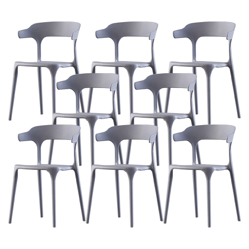 Scandinavian Home Stacking Arm Chair Matte Finish Plastic Dining Chair Grey 8 Piece Set Clearhalo 'Dining Chairs' 'Dining Tables & Seating' 'dining_chair' 'furn' 'furn_dining_chair' 'Furniture' 'Kitchen & Dining Furniture' 5241979
