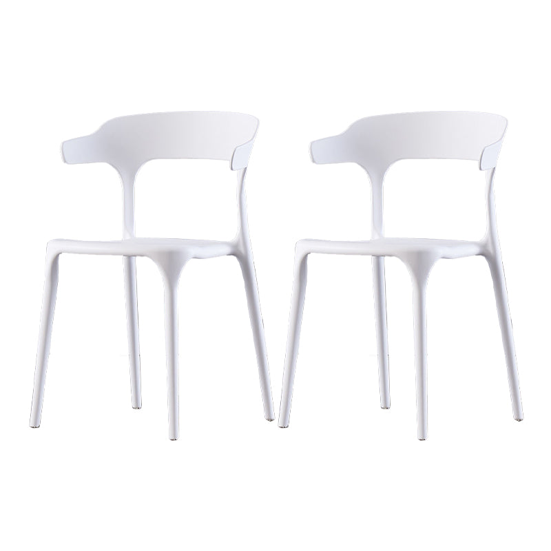 Scandinavian Home Stacking Arm Chair Matte Finish Plastic Dining Chair White 2 Piece Set Clearhalo 'Dining Chairs' 'Dining Tables & Seating' 'dining_chair' 'furn' 'furn_dining_chair' 'Furniture' 'Kitchen & Dining Furniture' 5241982