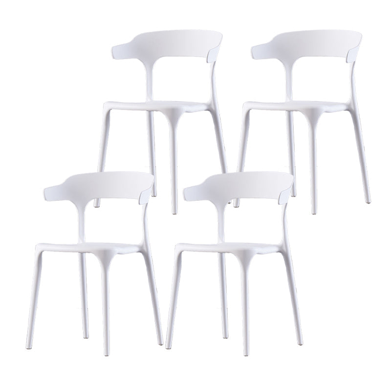 Scandinavian Home Stacking Arm Chair Matte Finish Plastic Dining Chair White 4 Piece Set Clearhalo 'Dining Chairs' 'Dining Tables & Seating' 'dining_chair' 'furn' 'furn_dining_chair' 'Furniture' 'Kitchen & Dining Furniture' 5241984