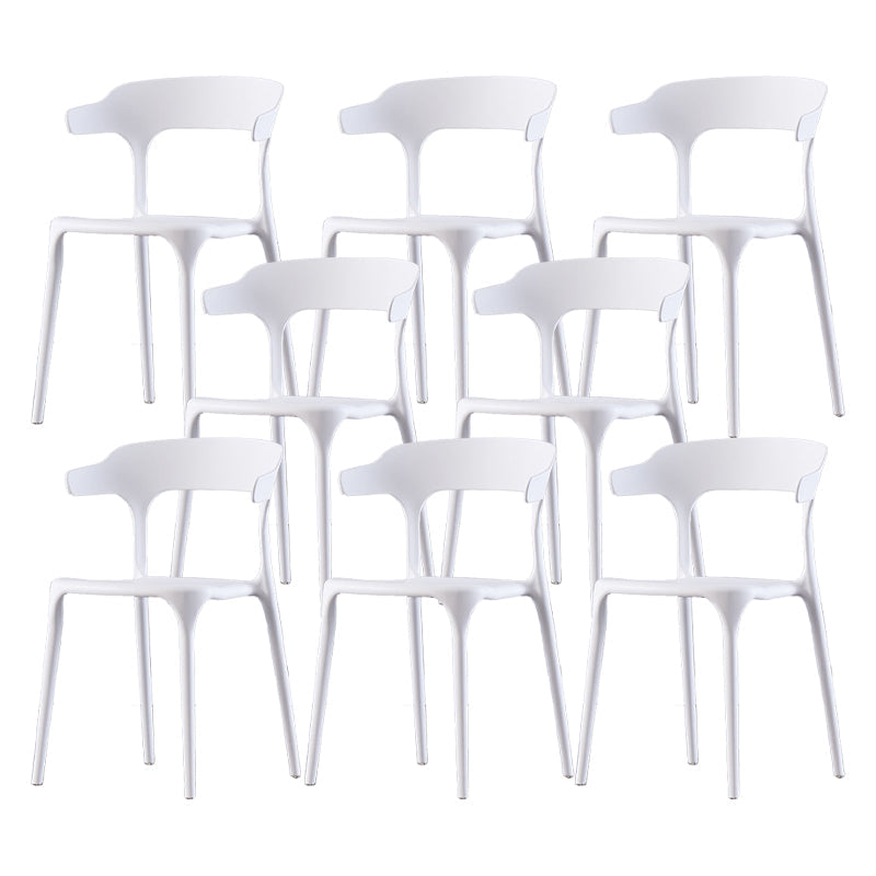 Scandinavian Home Stacking Arm Chair Matte Finish Plastic Dining Chair White 8 Piece Set Clearhalo 'Dining Chairs' 'Dining Tables & Seating' 'dining_chair' 'furn' 'furn_dining_chair' 'Furniture' 'Kitchen & Dining Furniture' 5241987