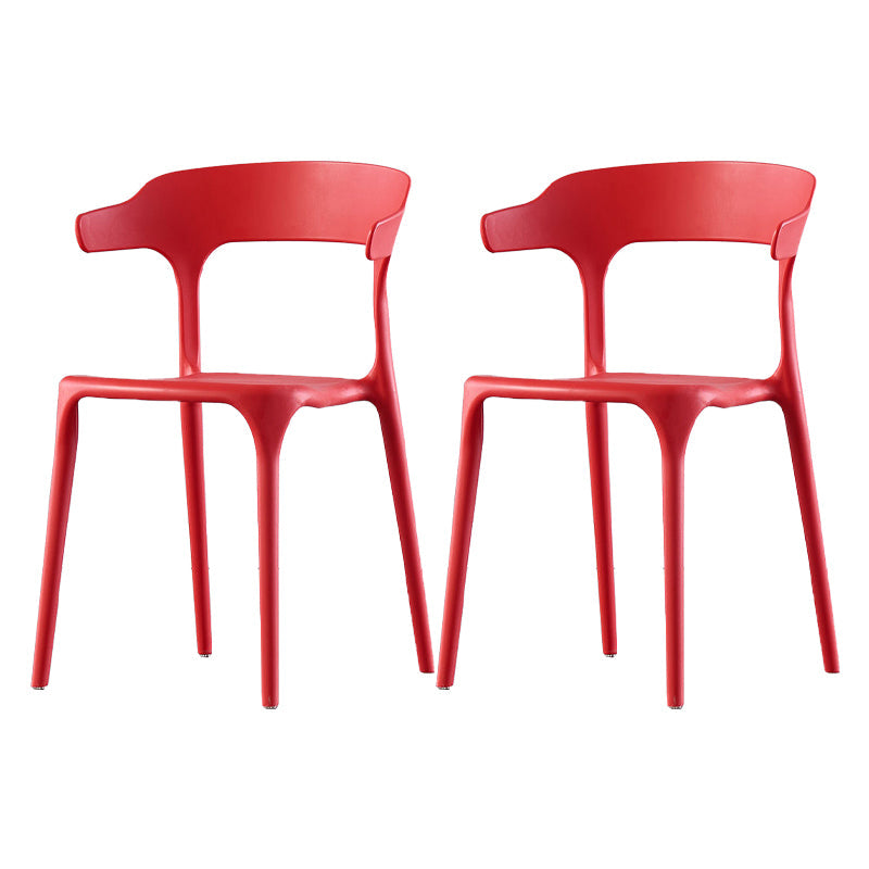 Scandinavian Home Stacking Arm Chair Matte Finish Plastic Dining Chair Red 2 Piece Set Clearhalo 'Dining Chairs' 'Dining Tables & Seating' 'dining_chair' 'furn' 'furn_dining_chair' 'Furniture' 'Kitchen & Dining Furniture' 5241989