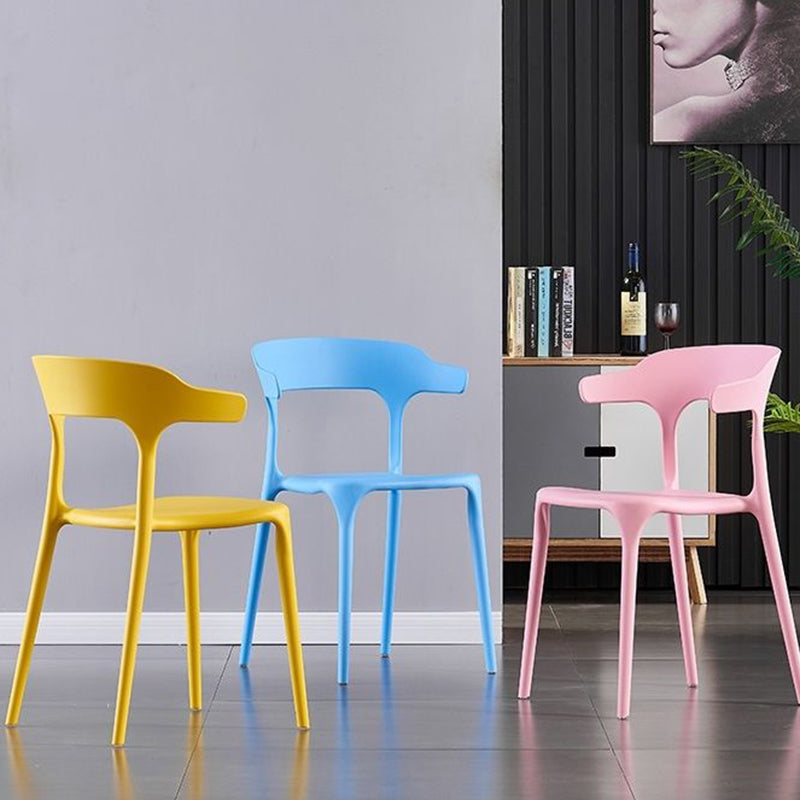 Scandinavian Home Stacking Arm Chair Matte Finish Plastic Dining Chair Clearhalo 'Dining Chairs' 'Dining Tables & Seating' 'dining_chair' 'furn' 'furn_dining_chair' 'Furniture' 'Kitchen & Dining Furniture' 5241990