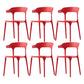 Scandinavian Home Stacking Arm Chair Matte Finish Plastic Dining Chair Red 6 Piece Set Clearhalo 'Dining Chairs' 'Dining Tables & Seating' 'dining_chair' 'furn' 'furn_dining_chair' 'Furniture' 'Kitchen & Dining Furniture' 5241993
