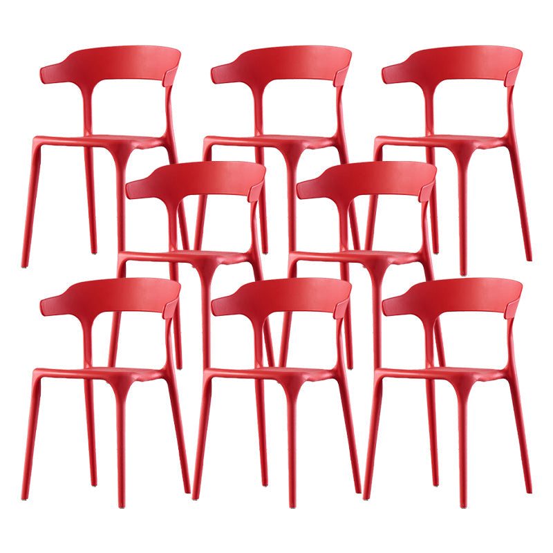 Scandinavian Home Stacking Arm Chair Matte Finish Plastic Dining Chair Red 8 Piece Set Clearhalo 'Dining Chairs' 'Dining Tables & Seating' 'dining_chair' 'furn' 'furn_dining_chair' 'Furniture' 'Kitchen & Dining Furniture' 5241995