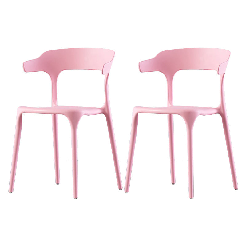Scandinavian Home Stacking Arm Chair Matte Finish Plastic Dining Chair Pink 2 Piece Set Clearhalo 'Dining Chairs' 'Dining Tables & Seating' 'dining_chair' 'furn' 'furn_dining_chair' 'Furniture' 'Kitchen & Dining Furniture' 5241996
