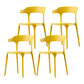 Scandinavian Home Stacking Arm Chair Matte Finish Plastic Dining Chair Yellow 4 Piece Set Clearhalo 'Dining Chairs' 'Dining Tables & Seating' 'dining_chair' 'furn' 'furn_dining_chair' 'Furniture' 'Kitchen & Dining Furniture' 5242001