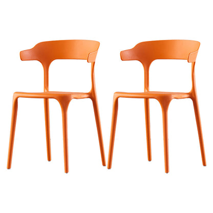 Scandinavian Home Stacking Arm Chair Matte Finish Plastic Dining Chair Orange 2 Piece Set Clearhalo 'Dining Chairs' 'Dining Tables & Seating' 'dining_chair' 'furn' 'furn_dining_chair' 'Furniture' 'Kitchen & Dining Furniture' 5242004