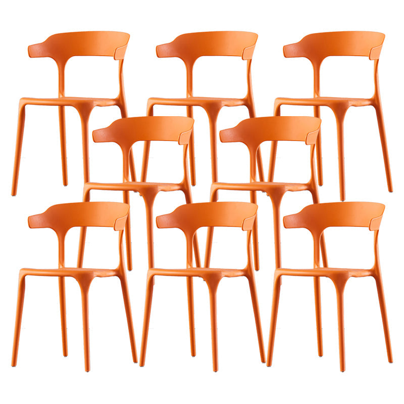 Scandinavian Home Stacking Arm Chair Matte Finish Plastic Dining Chair Orange 8 Piece Set Clearhalo 'Dining Chairs' 'Dining Tables & Seating' 'dining_chair' 'furn' 'furn_dining_chair' 'Furniture' 'Kitchen & Dining Furniture' 5242007